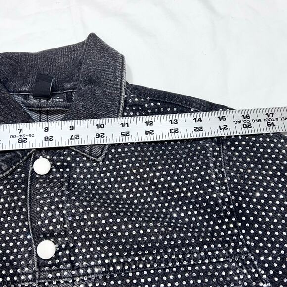 Windsor Denim Jacket Small Black Rhinestones All Over Bedazzled New - Picture 5 of 8
